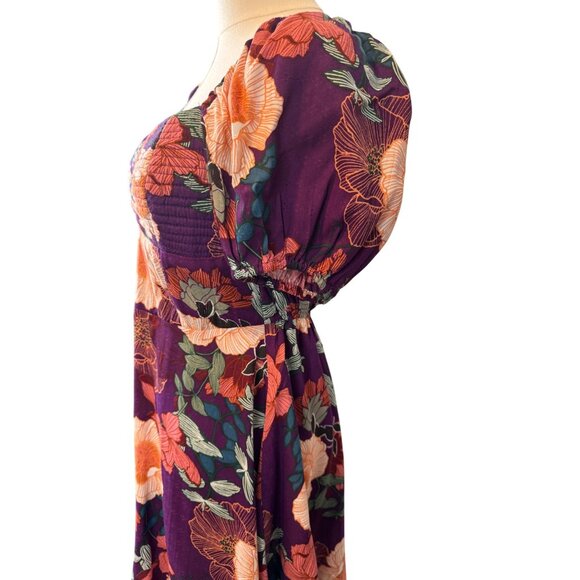 2/$30 NWT Floral XS Print NWT Dress By Band Of The Free Purple & Ivory - Picture 6 of 16